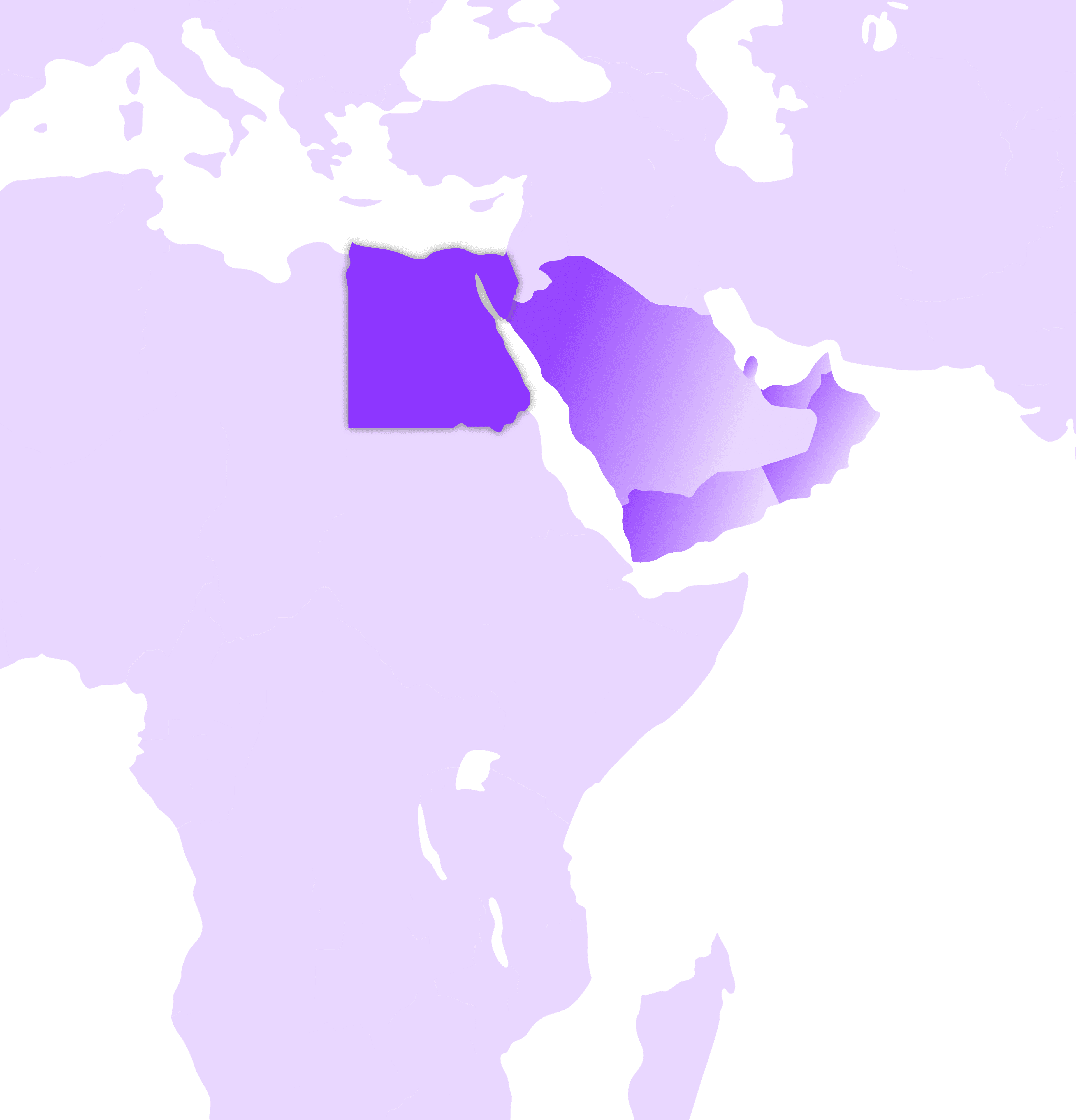 Middle East Map showing Vondera's reach